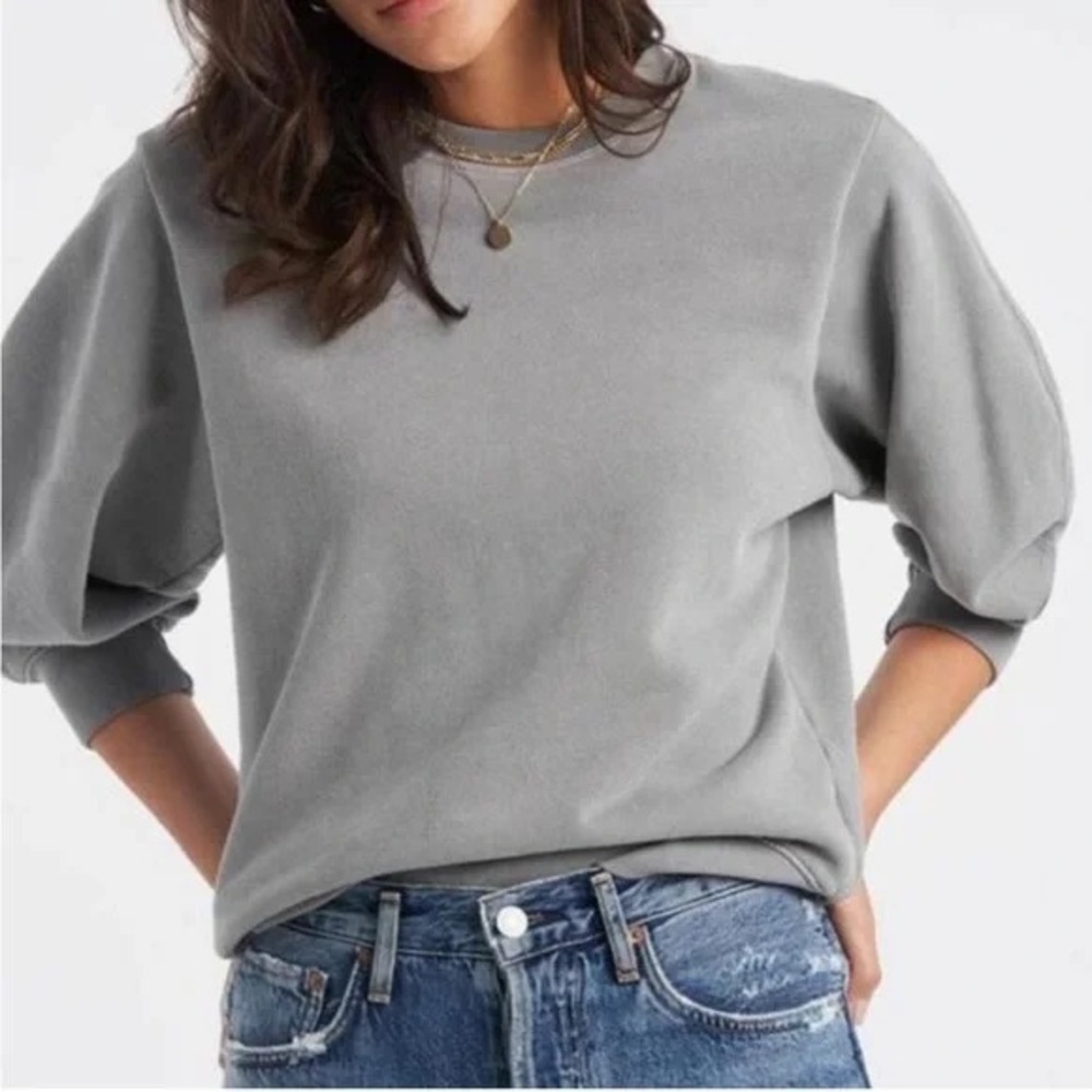 Agolde Gray Puff Sleeve Sweatshirt